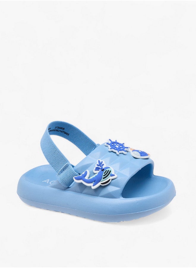 Aqua Boys Sea Applique Slides with Elasticated Strap  - Image 1