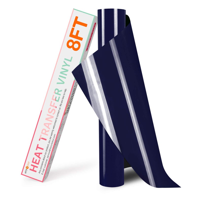 HTVRONT HTV Vinyl Rolls Heat Transfer Vinyl - 12" x 8ft Dark Blue HTV Vinyl for Shirts, Iron on Vinyl for All Cutter Machine - Easy to Cut & Weed for Heat Transfer Design (Dark Blue) - Image 1