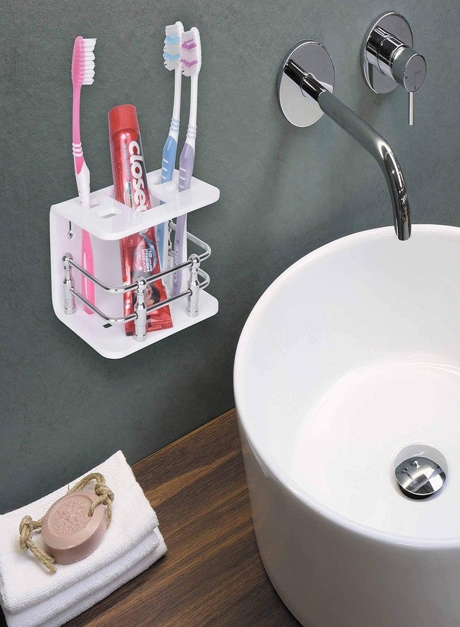 Zurity Acrylic Toothbrush Holder & Tumbler Stand (White) | Premium Bathroom Organizer for Toothbrush, Toothpaste & Rinsing Cup | Durable, Waterproof & Easy-Clean Countertop Bathroom Accessories - Image 4