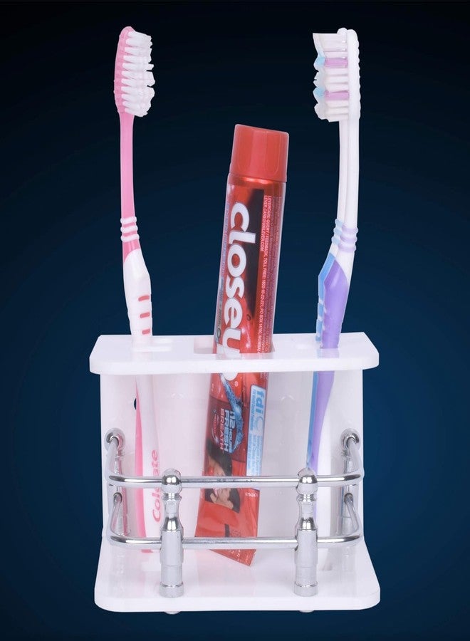 Zurity Acrylic Toothbrush Holder & Tumbler Stand (White) | Premium Bathroom Organizer for Toothbrush, Toothpaste & Rinsing Cup | Durable, Waterproof & Easy-Clean Countertop Bathroom Accessories - Image 5