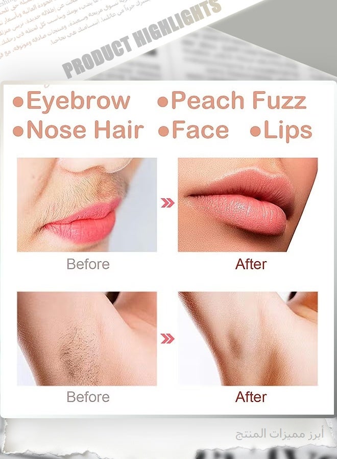 2 in 1 Electric Eyebrow Trimmer Facial Hair Remover for Women, Portable Rechargeable Painless Hair Razor, for Face Peach Fuzz Lips Chin Armpit Body - Image 3