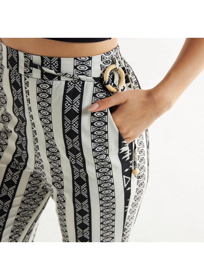 FAV All-Over Print Wide Leg Pants with Semi-Elasticated Waistband and Pockets  - Image 4