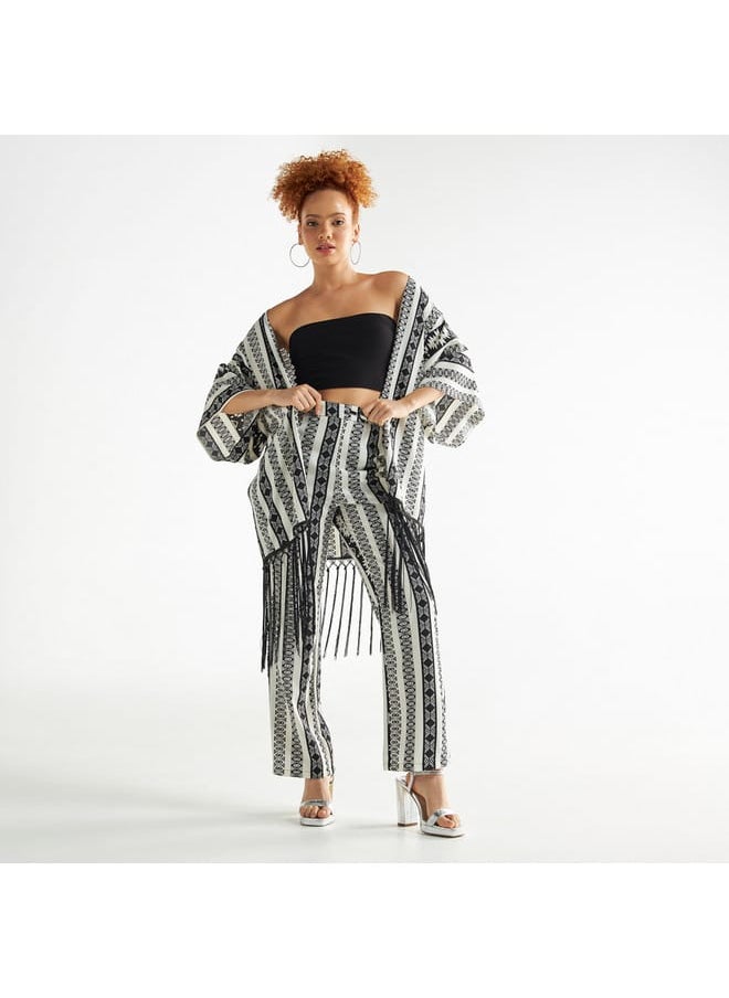 FAV All-Over Print Wide Leg Pants with Semi-Elasticated Waistband and Pockets  - Image 2