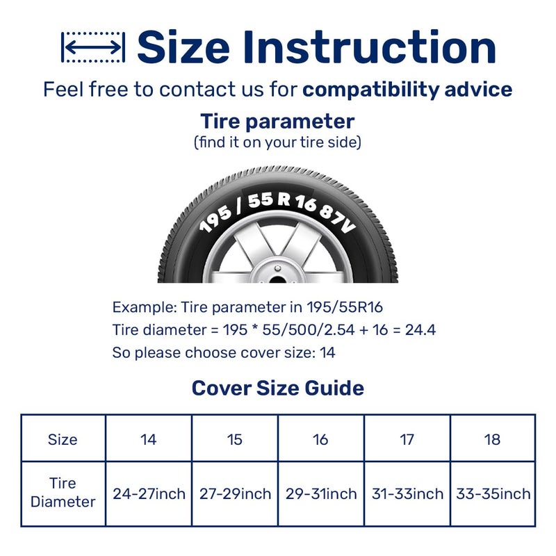 GENANY Here Comes The Sun 18 Inch PVC Leather Spare Tire Cover, Universal Fit Tire Cover for Trailer, RV, Jeep, Black, Waterproof, Dustproof - Image 2