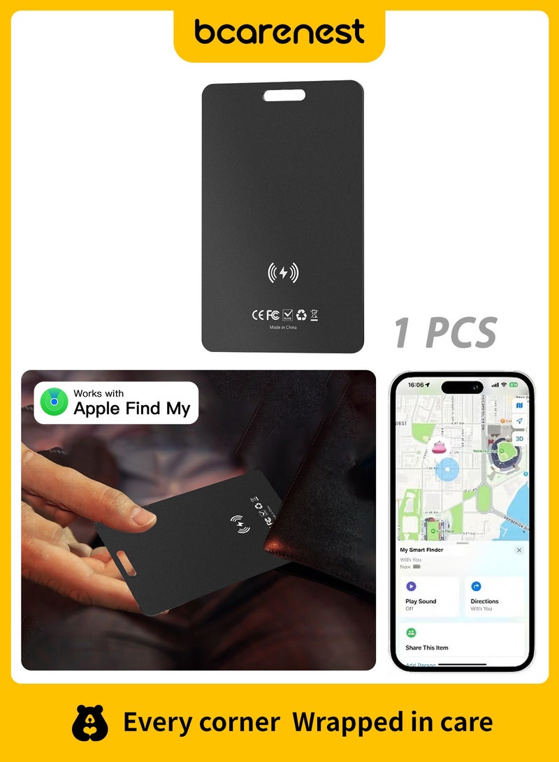 Bcarenest Card-style smart Bluetooth tracker, ultra-thin 1.8 mm, IP68 waterproof, supports wireless charging, suitable for wallets and passports, compatible with Apple Find My, anti-loss card locator, iOS only (black). - Image 2