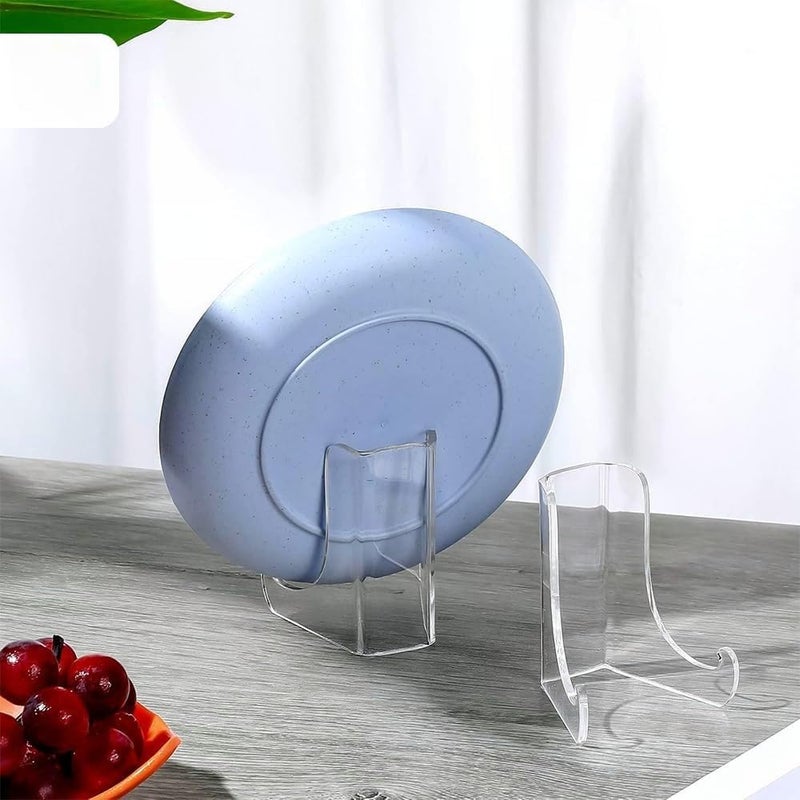 Best Media 2 Pieces Clear Acrylic Flat Back Easel, Deep Support Shelves, Table Top Easel for Card, Picture, Plate Holder, Home Decor, Book Display Stand, Durable & Elegant Design
