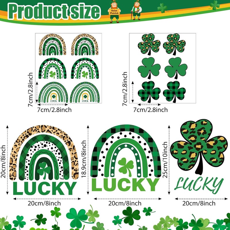 klarako 15 Pieces St. Patrick's Iron On Transfer Decals HTV Vinyl DIY Crafts Iron On Shamrock Luck Rainbow Vinyls Paper for St. Patricks Day Women Kids T-Shirts Pillowcase Hats Clothing DIY Crafts Supplies - Image 3