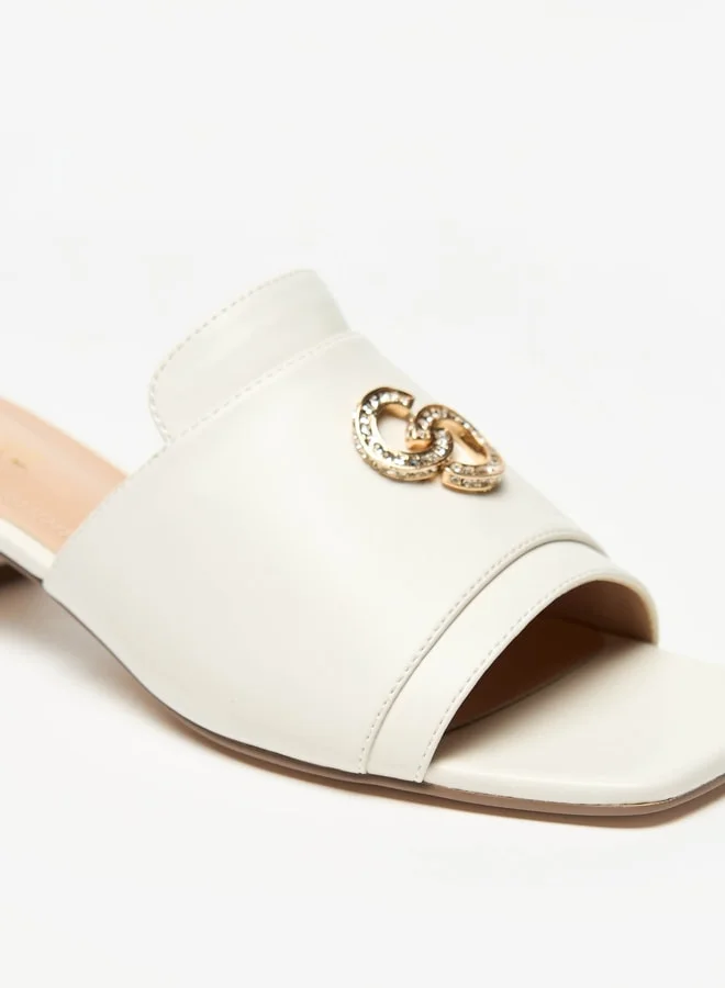 Celeste Women's Metallic Trim Slip-On Sandals with Block Heels