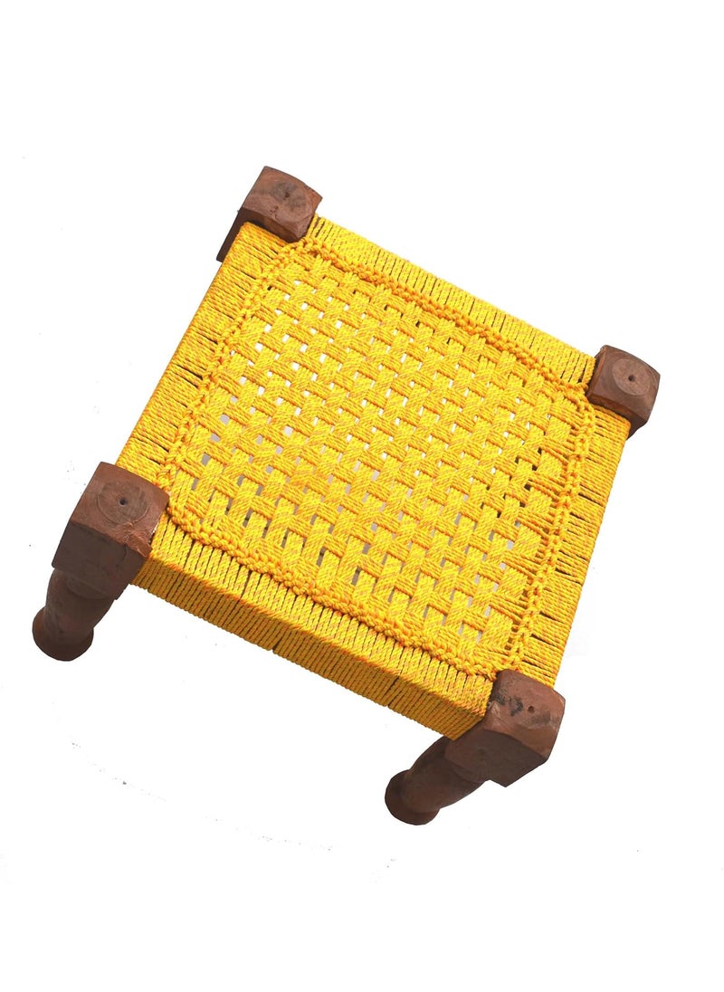 Marshland MARSHLAND Stool for Living Room Chowki Wooden Sitting Chair Pooja chowki for All Purpose 13 * 13 * 9inch  - Image 1
