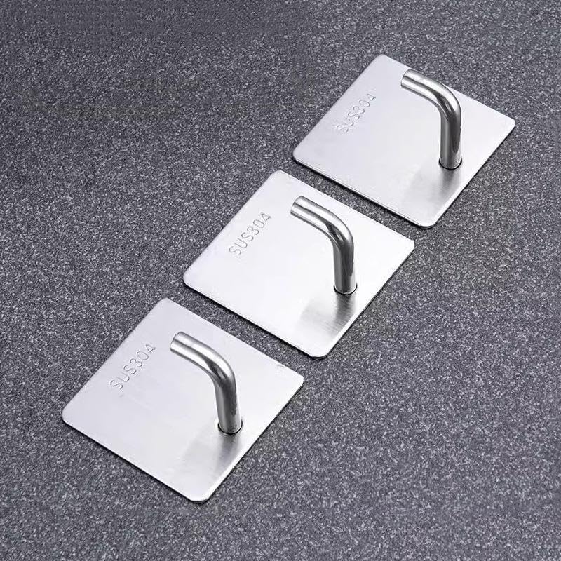 Homestic 2 Pieces Towel Hooks | Self Adhesive Wall Hooks for Bathroom or Kitchen | Stainless Steel Door Hook | Waterproof Hook Holder | Stick Removable Hooks | Silver - Image 4