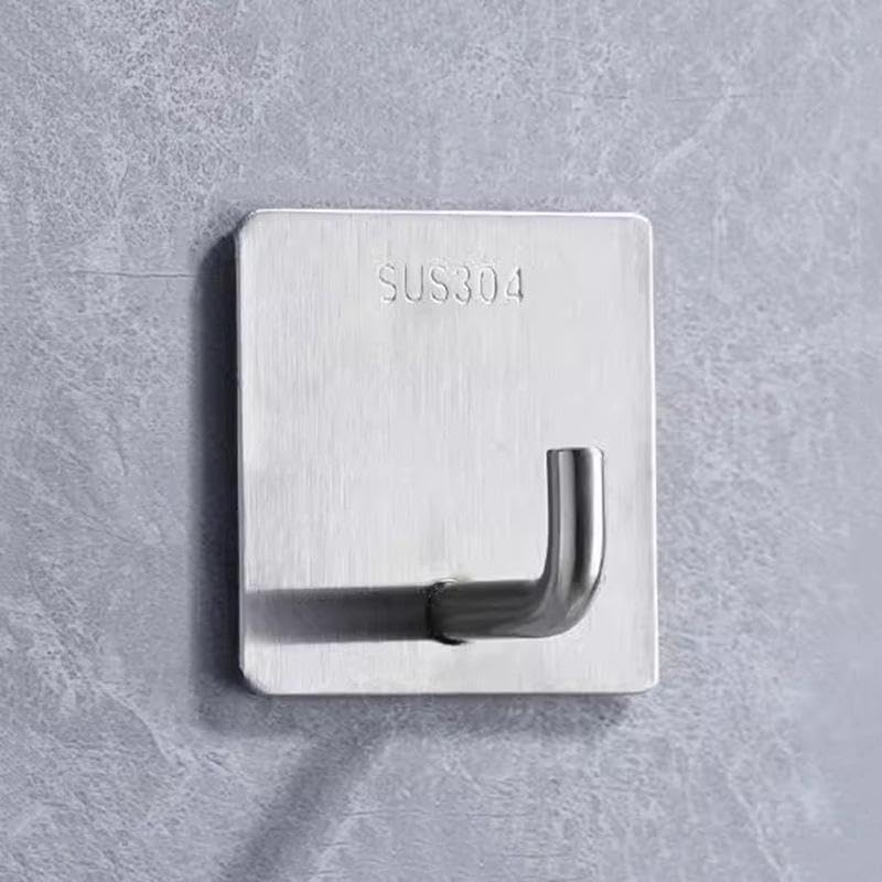 Homestic 2 Pieces Towel Hooks | Self Adhesive Wall Hooks for Bathroom or Kitchen | Stainless Steel Door Hook | Waterproof Hook Holder | Stick Removable Hooks | Silver - Image 2