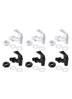 Replacement Cooler Faucet Dispenser Tap Set Reusable Spigot Spout Water Beverage Lever Pour Dispenser Valve Water Crock Tap  Black and White Six Sets