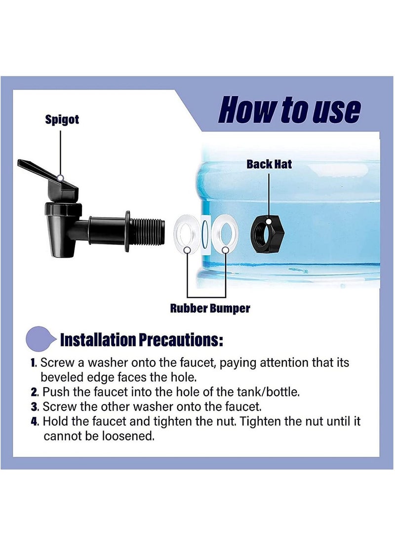RATSAW - Replacement Cooler Faucet Dispenser Tap Set Reusable Spigot Spout Water Beverage Lever Pour Dispenser Valve Water Crock Tap  Black and White Six Sets - Image 1