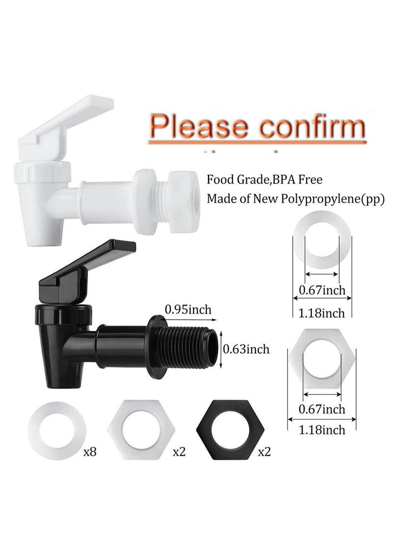 RATSAW - Replacement Cooler Faucet Dispenser Tap Set Reusable Spigot Spout Water Beverage Lever Pour Dispenser Valve Water Crock Tap  Black and White Six Sets - Image 1