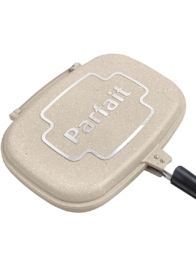 بارفيت مقلاة مزدوجة الجوانب مطلية بالرخام باللونين الكريمي والأسود مقاس 36 سم × 2.54 سم × 2.54 سم - Image 3