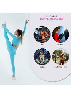 Bernessi Turkiye Nylon Long Sleeve Crop Top with Round Neck Women's Cropped T Shirt for Workout Yoga Running Exercise Textured Light Blue  - Image 4