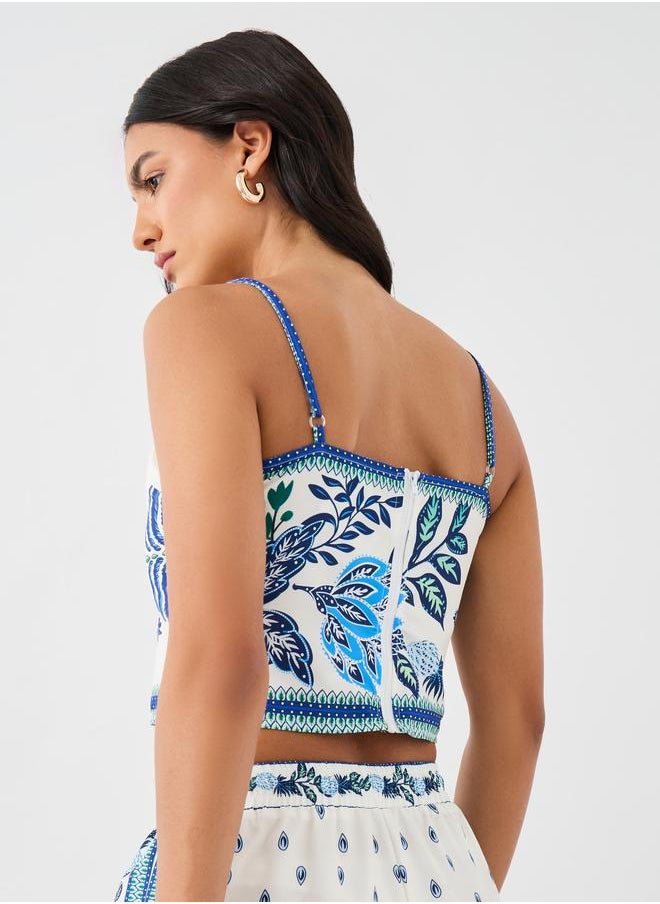 Styli Styli Strappy Lace Hem Crop Top  - Image 5