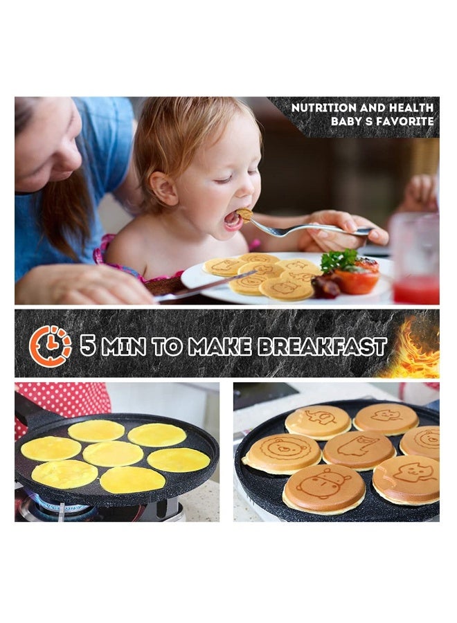 Nonstick Griddle Pan, Pancake Maker with 7-Cup Animal Mold for Kids, Mini Pancake Pan, Blini Pan for Cakes, Duck Black, 10 Inch - Image 2