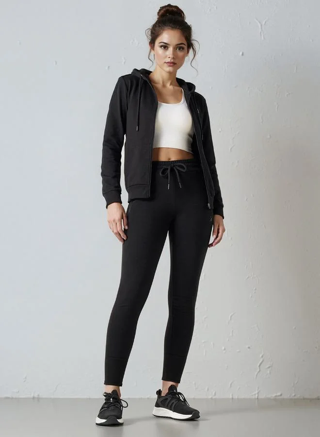 ADOT by Splash Long Sleeves Hoodie with Zip Closure and Pocket Detail