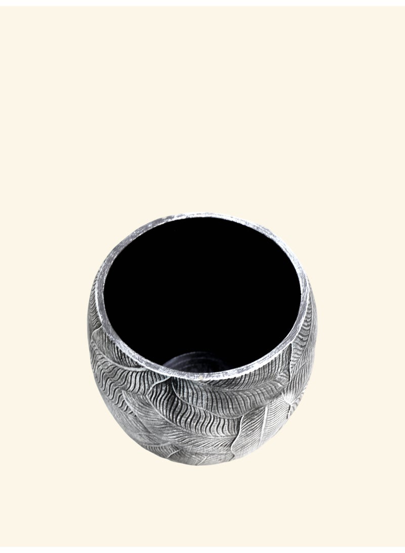 Modern Cement Planter Pot (30×27cm) – Decorative Leaf Texture Flower Pot for Indoor & Outdoor Use - Image 4