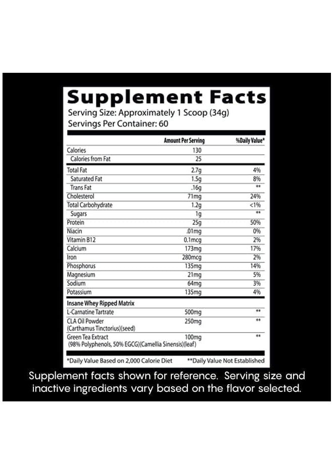 Insane Labz Insane Whey Ripped, Lean Muscle Building Protein with L-Carnitine and CLA Oil Powder, 5lbs Vanilla - Image 2