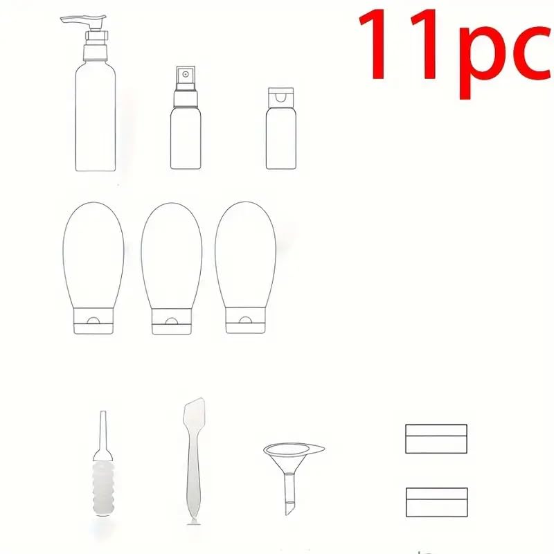 Sandra 11 Pcs Travel Bottles Set – BPA-Free Refillable Toiletry Containers with Spray, Pump, Cream Jars, Funnel & Spatula | Leakproof PET Travel Kit for Women, Men, Gym, Camping & TSA Approved - Image 5