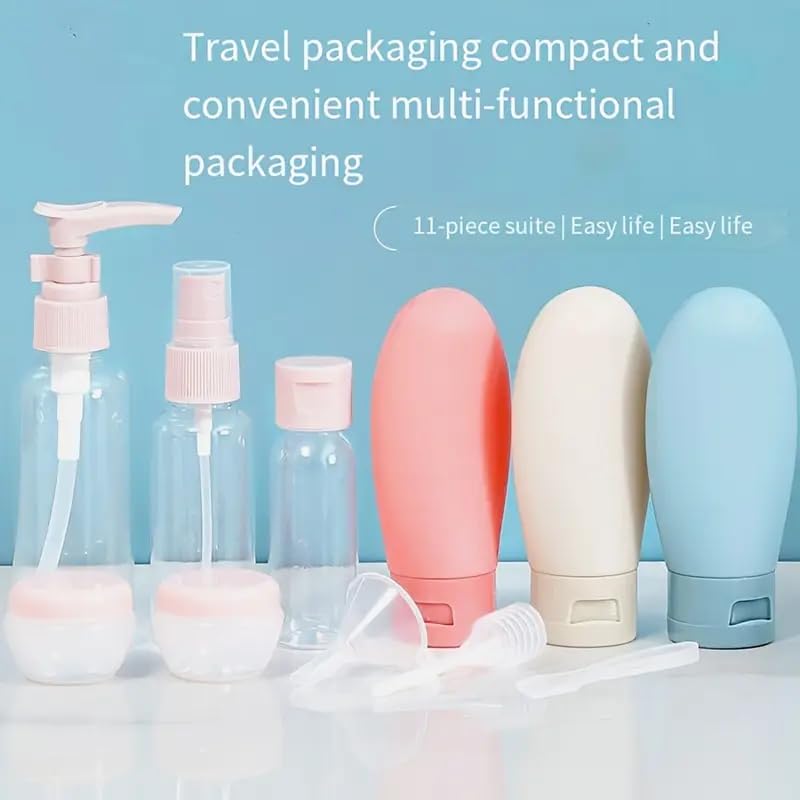 Sandra 11 Pcs Travel Bottles Set – BPA-Free Refillable Toiletry Containers with Spray, Pump, Cream Jars, Funnel & Spatula | Leakproof PET Travel Kit for Women, Men, Gym, Camping & TSA Approved - Image 4