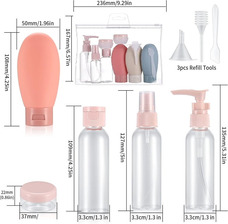 Sandra 11 Pcs Travel Bottles Set – BPA-Free Refillable Toiletry Containers with Spray, Pump, Cream Jars, Funnel & Spatula | Leakproof PET Travel Kit for Women, Men, Gym, Camping & TSA Approved - Image 2