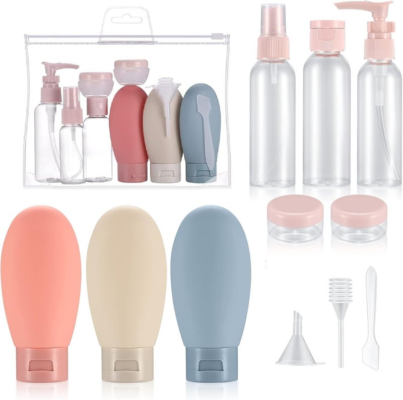 Sandra 11 Pcs Travel Bottles Set – BPA-Free Refillable Toiletry Containers with Spray, Pump, Cream Jars, Funnel & Spatula | Leakproof PET Travel Kit for Women, Men, Gym, Camping & TSA Approved - Image 1
