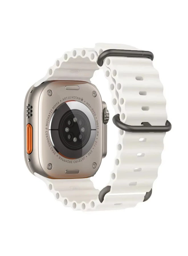 Ocean Style Silicone Strap for Apple Watch Ultra/2 Band 49mm 46mm 45mm 44mm 42mm Women/Men,Breathable & Waterproof Sport Silicone Wristband Strap for iWatch series 11 10 9 8 7 6 5 4 3 SE 2nd Ultra/2/3 Smartwatch Accessories