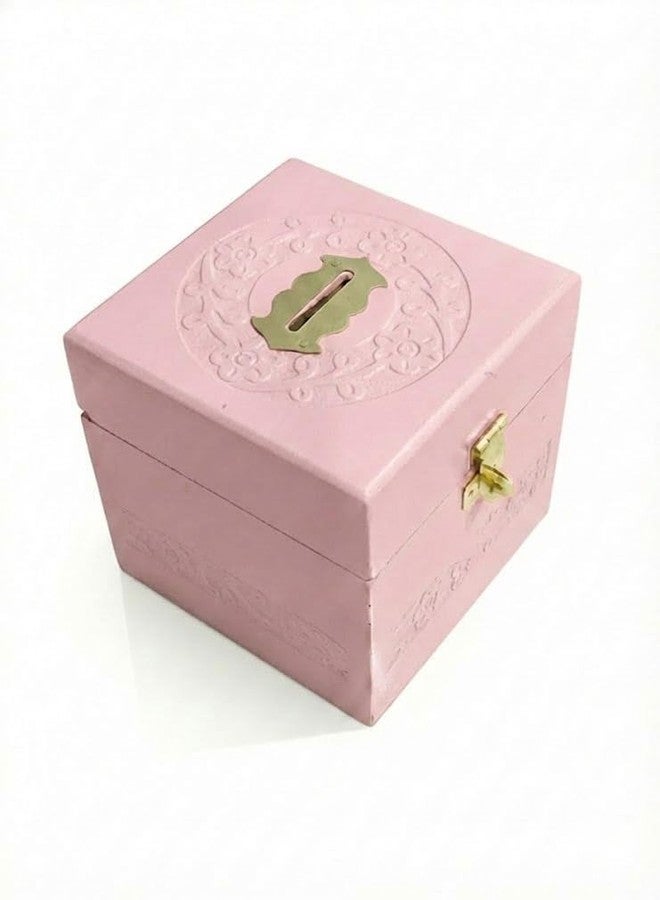 BTC Colorful Wooden Money Bank | 1 Lakh Saving Box with Numbers | Piggy Bank for Kids & Adults | Gullak (Pink) - Image 1