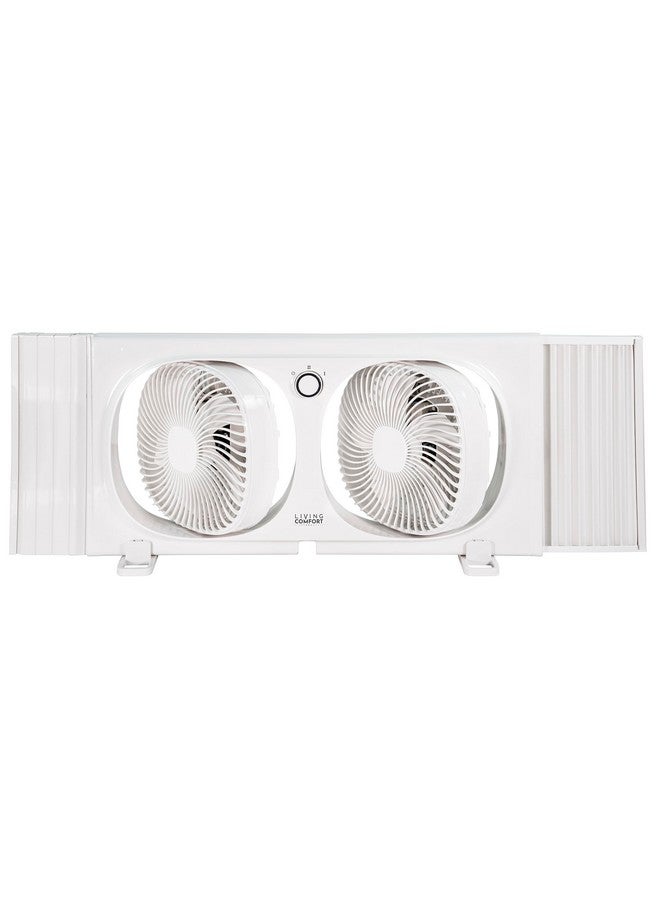 Comfort Zone Comfort Zone Living Comfort Twin Window Fan with Individually 180 Degree Rotating Fan Heads, 9 inch, 2 Speed, Plastic Removable Bug Screen, Ideal for Home, Kitchen, Bedroom, & Office, LC329WT  - Image 2