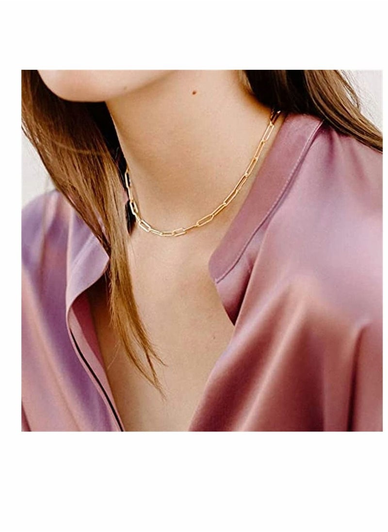 SYOSI - Gold Dainty Layered Initial Necklaces for Women 14K Gold Plated Paperclip Chain Necklace Simple Cute Hexagon Letter Pendant Initial Choker Necklace Gold Layered Necklaces - Image 1