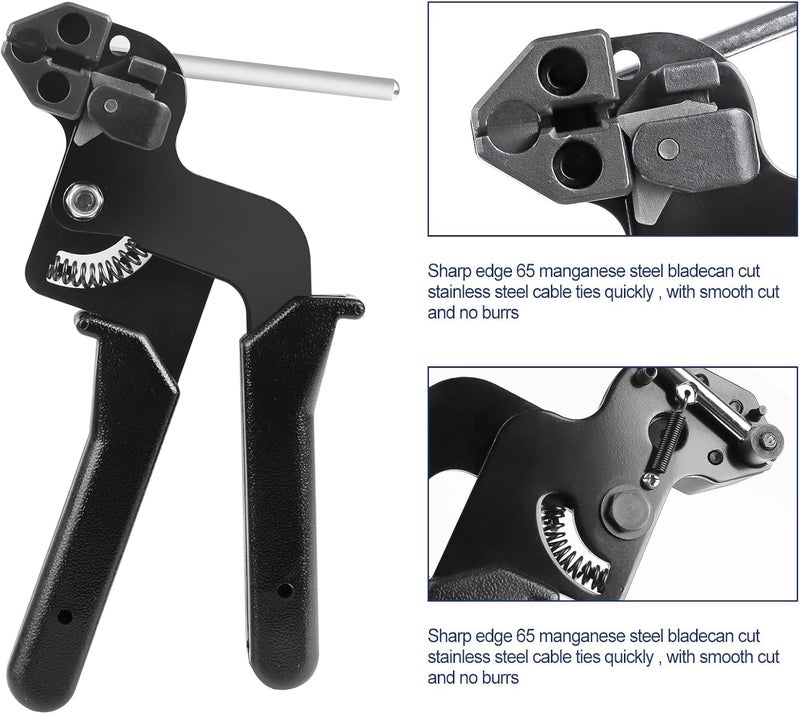 KASTWAVE Stainless Steel Cable Tie Gun, Adjustable Cable Tie Gun With 100 Pcs Stainless Steel Cable Ties For Fastening Cables And Pipes Self-Locking Zip Ties Kit Metal Zip Tie Tool Kit - Image 4