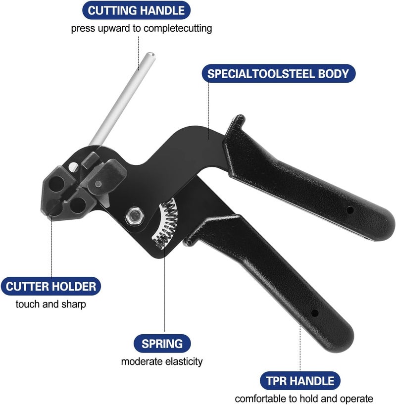 KASTWAVE Stainless Steel Cable Tie Gun, Adjustable Cable Tie Gun With 100 Pcs Stainless Steel Cable Ties For Fastening Cables And Pipes Self-Locking Zip Ties Kit Metal Zip Tie Tool Kit - Image 2