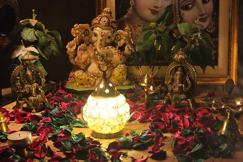 Shiv SHIV HOME WORLD Lotus Shape Crystal Akhand Diya Jyothi Oil Deepam Brass for Puja Home Decor Size2  - Image 3