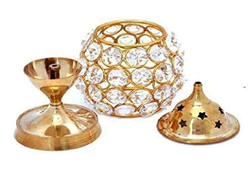Shiv SHIV HOME WORLD Lotus Shape Crystal Akhand Diya Jyothi Oil Deepam Brass for Puja Home Decor Size2  - Image 2