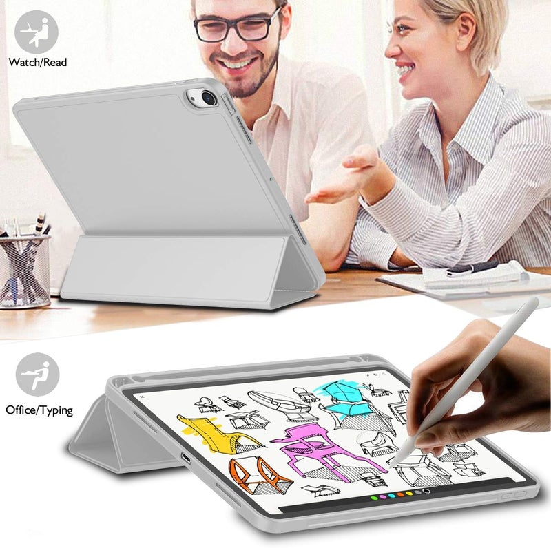 CERLINK iPad Air Smart Case Cover 11inch for M3 2025, M2 2024 | Compatibility with iPad Air 5th/4th Generation 10.9inch 2022/2020 Pack of-1-LightGrey - Image 4
