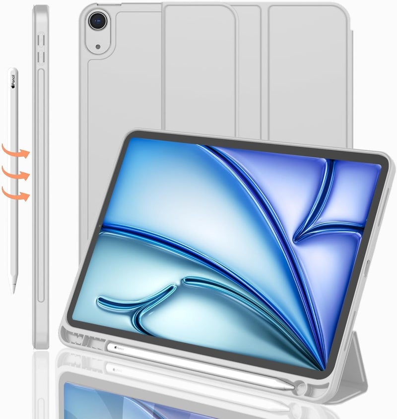 CERLINK iPad Air Smart Case Cover 11inch for M3 2025, M2 2024 | Compatibility with iPad Air 5th/4th Generation 10.9inch 2022/2020 Pack of-1-LightGrey - Image 1
