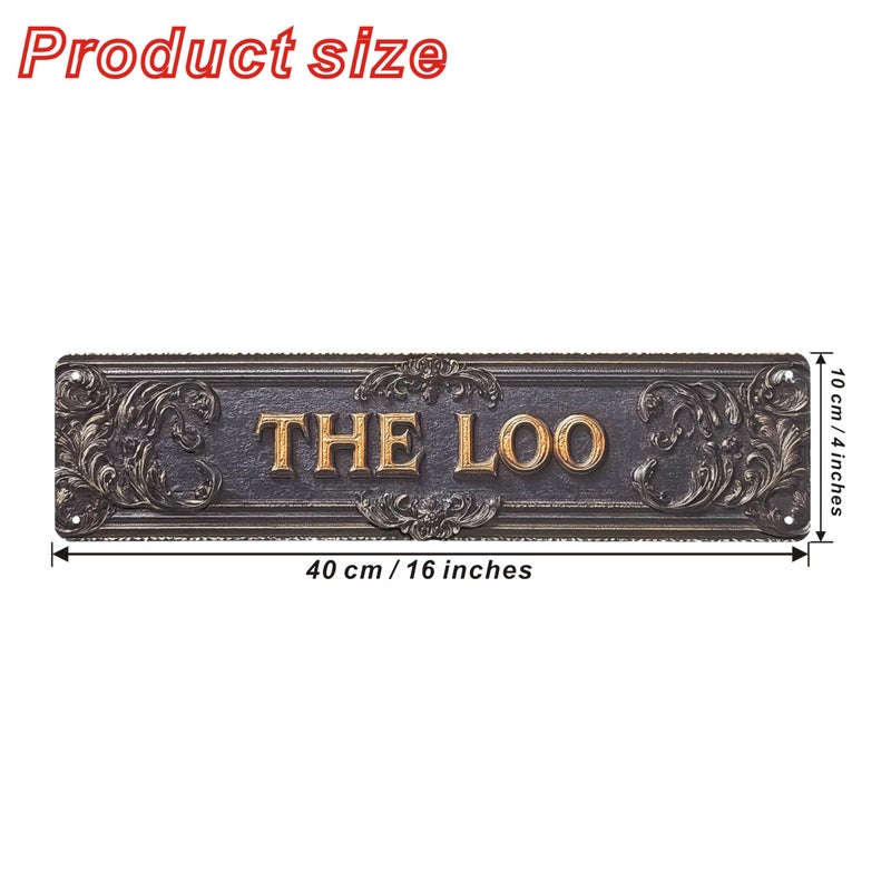 QIXFGUL Vintage Tin The Loo Sign Retro Metal Sign for bathroom Decoration - bathroom Funny Wall Art Plaque 4x16 Inch - Image 1