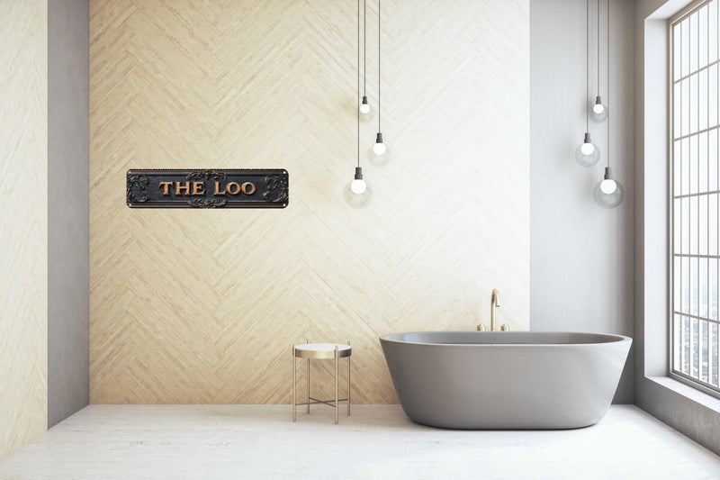 QIXFGUL Vintage Tin The Loo Sign Retro Metal Sign for bathroom Decoration - bathroom Funny Wall Art Plaque 4x16 Inch - Image 3