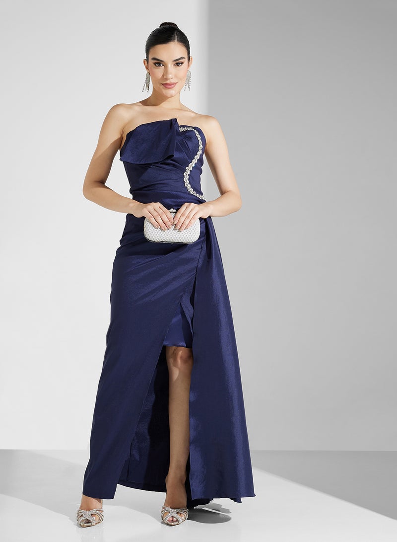 Namshi x Strapless Slit Gown Dress - Image 1