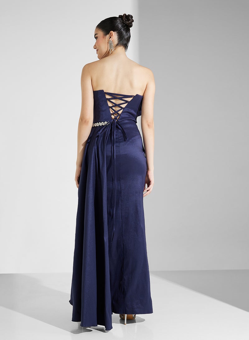 Namshi x Strapless Slit Gown Dress - Image 2