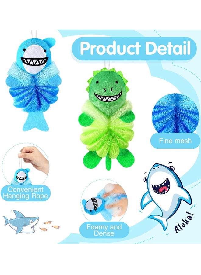 قطعتان من إسفنجات الاستحمام للأطفال الصغار برسومات كرتونية لطيفة، إسفنجات شبكية لتنظيف الجسم وغسله، للاستحمام للأطفال - Image 3