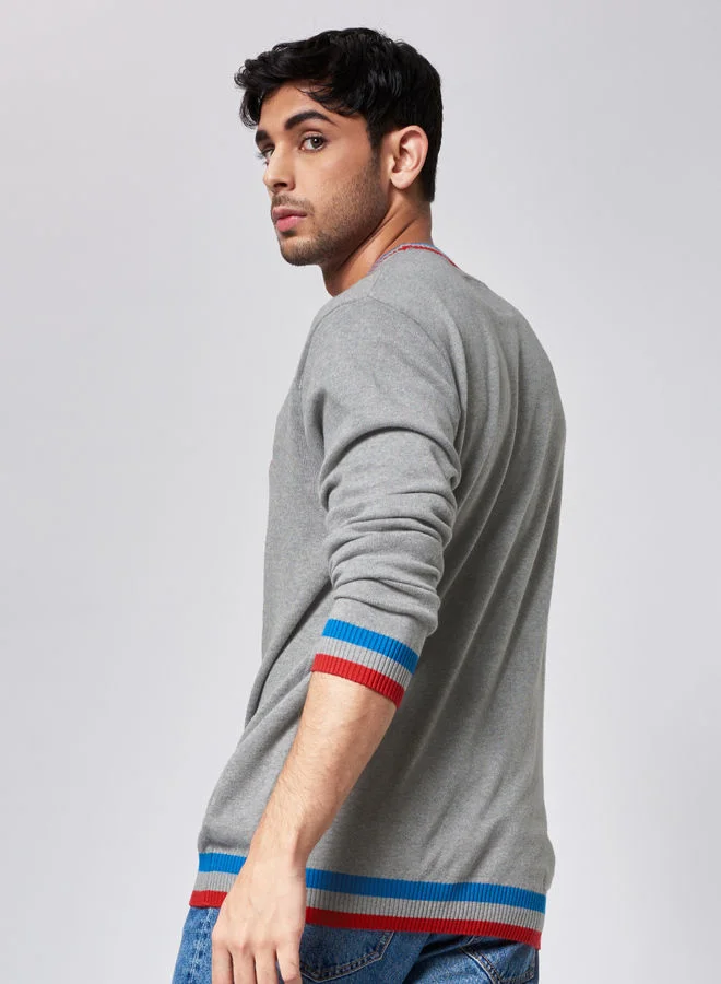 The Souled Store The Souled Store Captain America Logo Mens &amp; Boys 100% cotton Woven Designed Cotton Knitted Sweater Multicolor