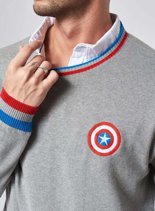 The Souled Store  The Souled Store Captain America Logo Mens & Boys 100% cotton Woven Designed Cotton Knitted Sweater Multicolor for Men | Best Price UAE