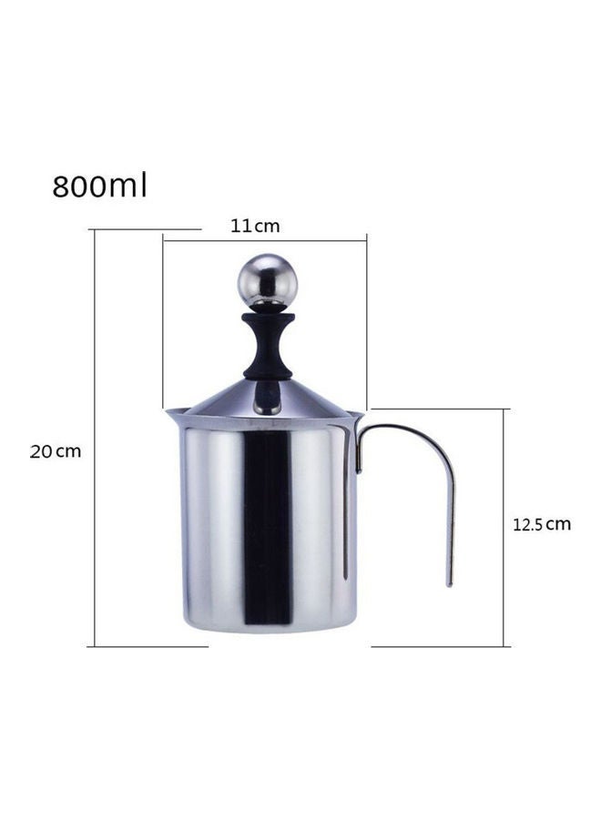 NIBEMINENT Stainless Steel Milk Frothing Pitcher 800ML Silver - Image 3