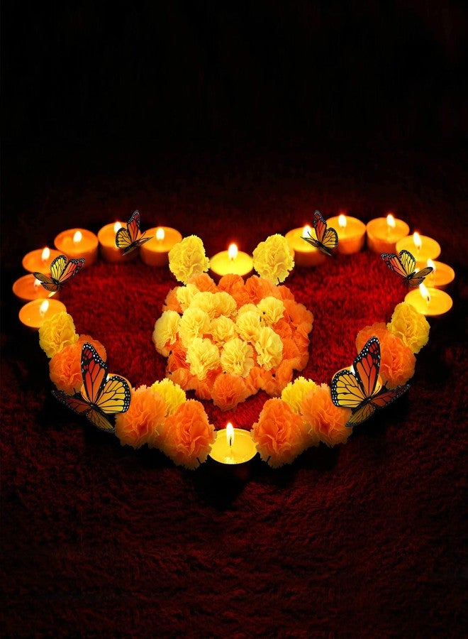 XunYee 56 Pieces Day of The Dead Decorations Include 30 Pcs Artificial Marigold Flowers with Stems 24 Pcs Monarch Butterfly 2pcs Marigold Head Garland for Dia De Los Muertos Halloween Diwali Decor - Image 5