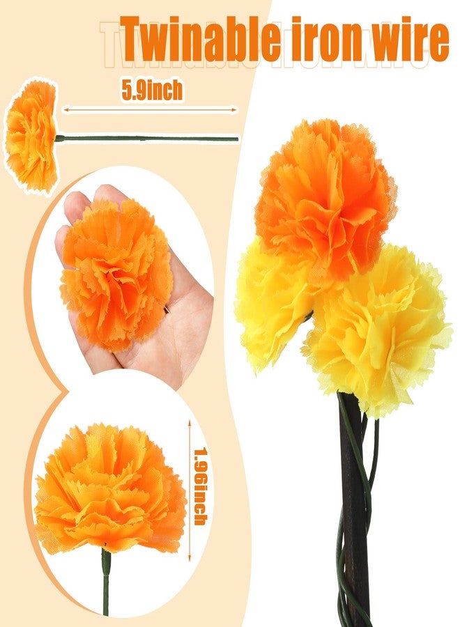 XunYee 56 Pieces Day of The Dead Decorations Include 30 Pcs Artificial Marigold Flowers with Stems 24 Pcs Monarch Butterfly 2pcs Marigold Head Garland for Dia De Los Muertos Halloween Diwali Decor - Image 2