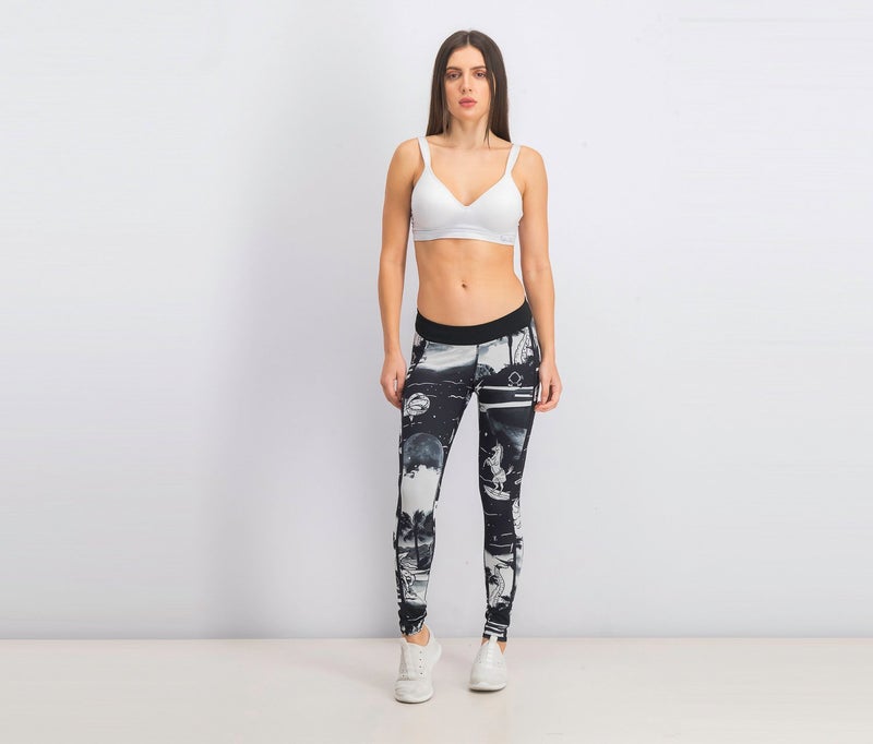 Reebok Women Printed Crossfit Stylish Leggings, Black and White  - Image 3
